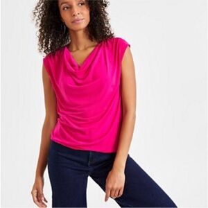 Susina Pink Drape Blouse Chic Top